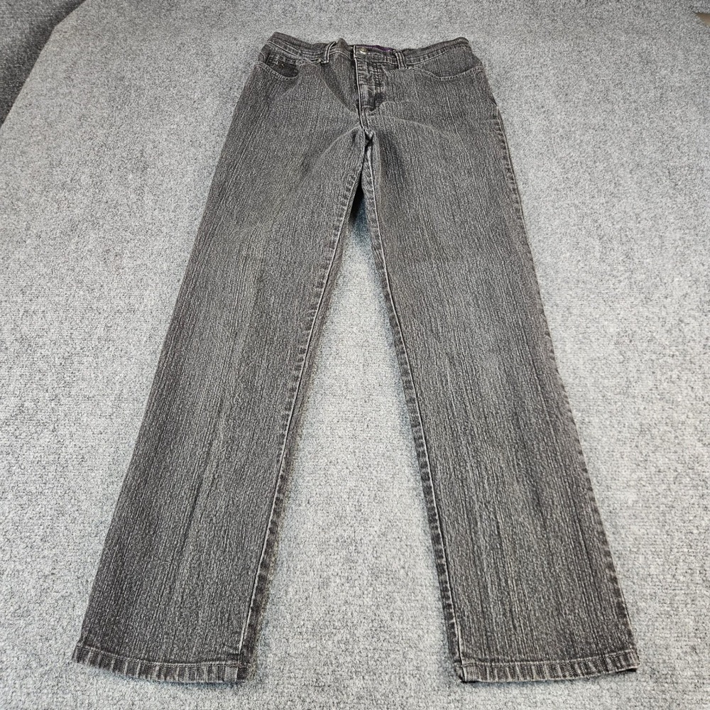 Gloria Vanderbilt Amanda Jeans Womens 10 Average Charcoal Grey High Rise Tapered